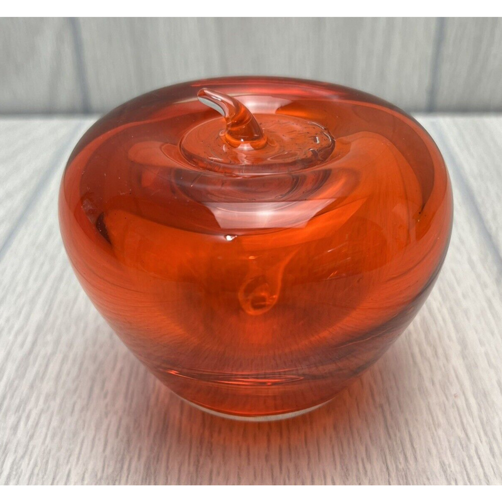 Handblown Glass Red Apple‎ Paperweight